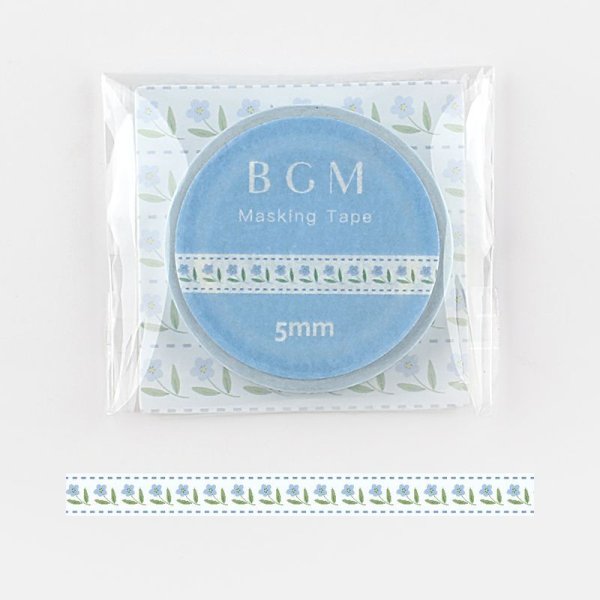 画像1: BGM Life 5mm 織リボン・ガーデンブルー