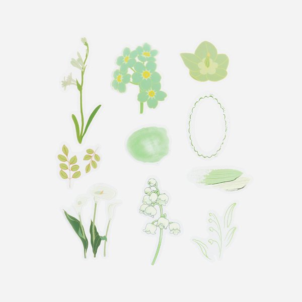 画像3: BGM クリアシール フラワーズブラッサム・グリーン