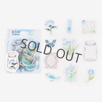 BGM クリアシール 瓶の中に花が咲く・水色