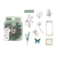 BGM クリアシール 瓶の中に花が咲く・深緑