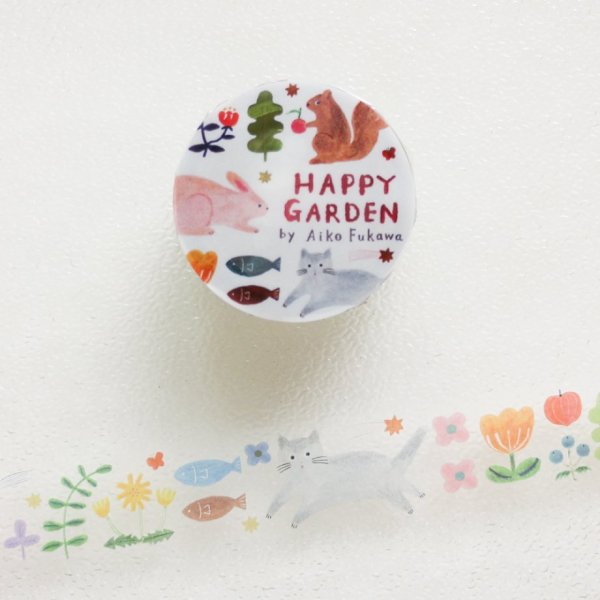 画像1: cozyca products Aiko Fukawa 透明マスキングテープ HAPPY GARDEN