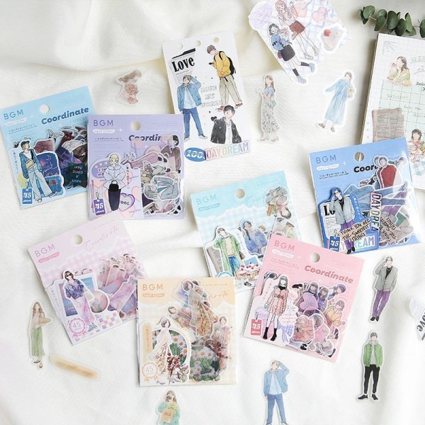 画像5: BGM コーディネートシール 人物水彩・ピンク