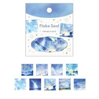 パピアプラッツ Awa*ふわもこ堂の水彩屋さん フレークシール 四角い空