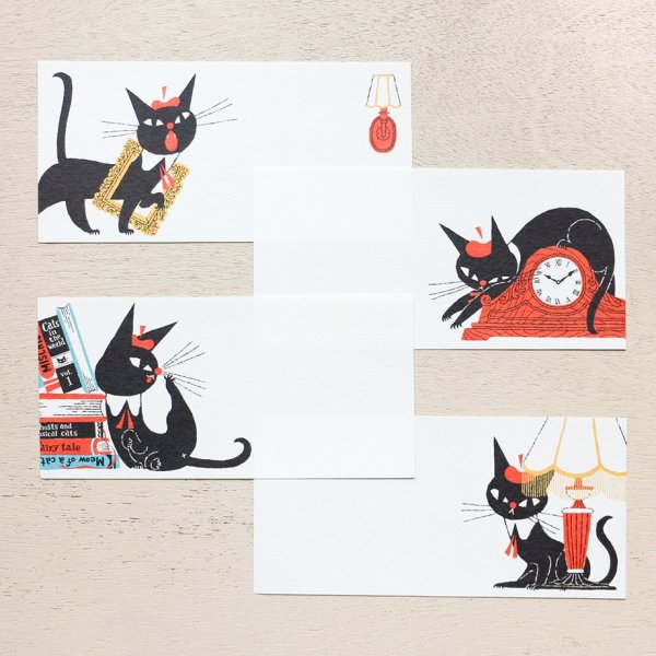 画像2: cozyca products 一筆箋 黒ねこ意匠 / BLACK CAT ROBIN [A]