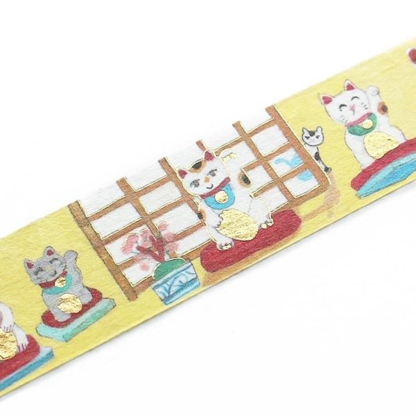 画像3: cozyca products 沖野愛 箔押しマスキングテープ 招きねこ