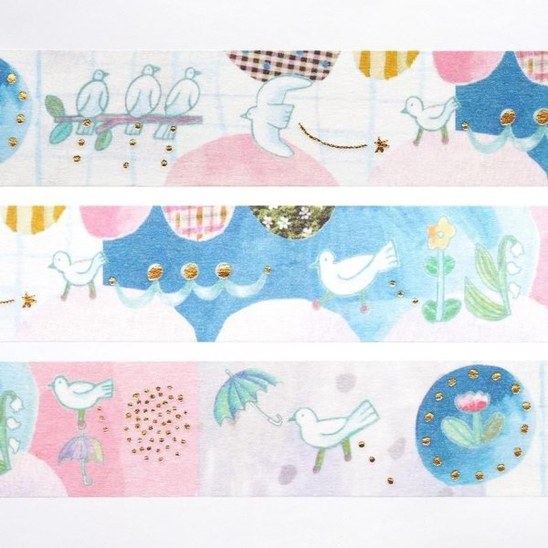 画像2: cozyca products CHIHIRO SONODA 箔押しマスキングテープ TORI no OTOSHIMONO