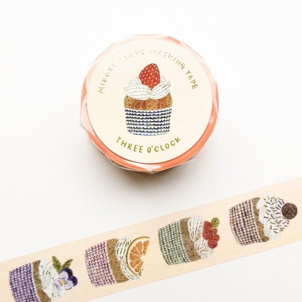 画像1: cozyca products 浅野みどり 箔押しマスキングテープ THREE O' CLOCK