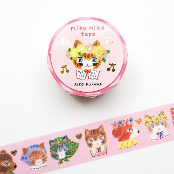 画像1: cozyca products Aiko Fukawa 箔押しマスキングテープ niko niko tape