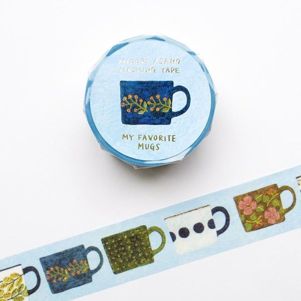 画像1: cozyca products 浅野みどり 箔押しマスキングテープ MY FAVORITE MUGS