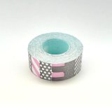 水縞 ラベラーロールシール ピンク×グレー