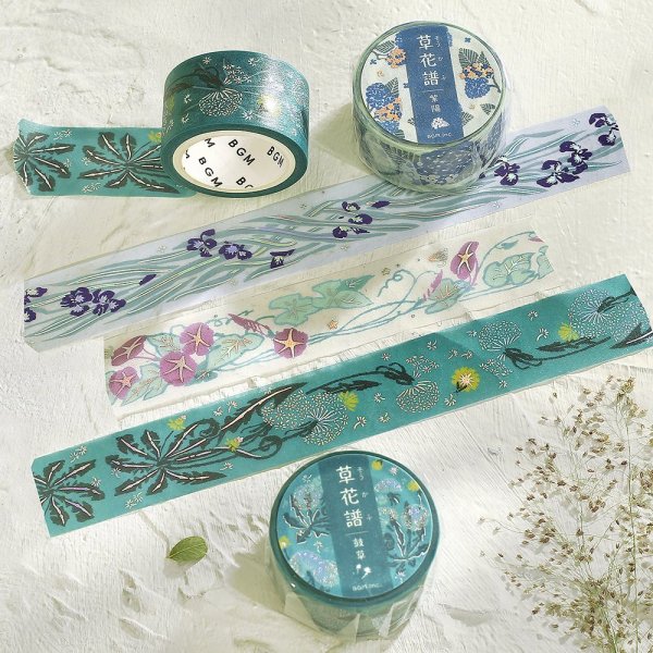 菖蒲(上)/ 朝顔(中)/ 鼓草(下)