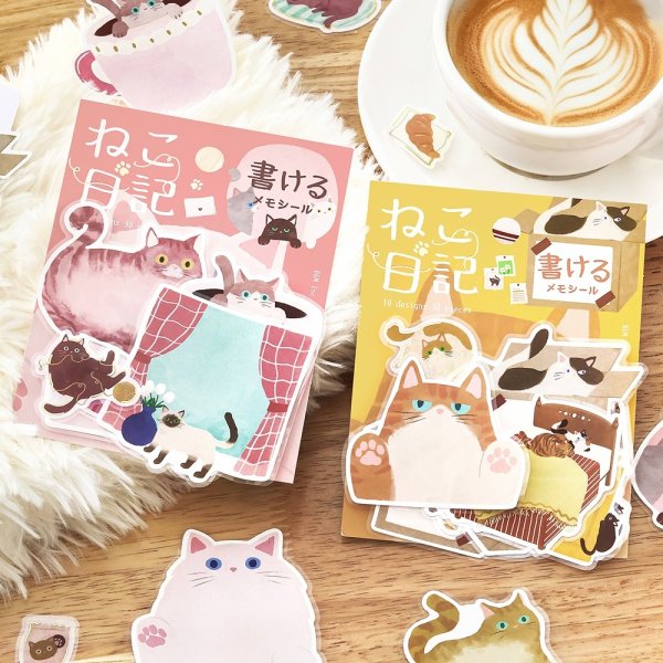 画像1: 【11月上旬】BGM メモシール 『ねこ日記』 シリーズ【5%P還元】