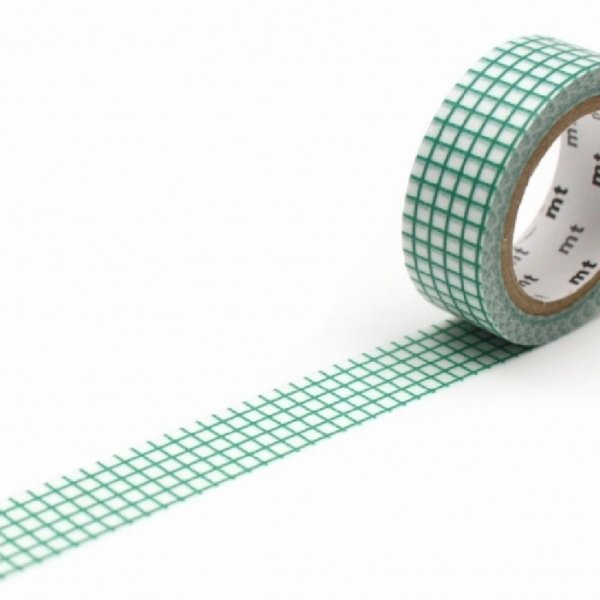 画像1: KAMOI mt deco 方眼・エメラルド R【10%OFF】