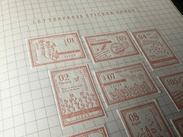 画像3: 大枝活版室 限定色 LETTERPRESS sticker sheet 『STAMP』 Botanical pink