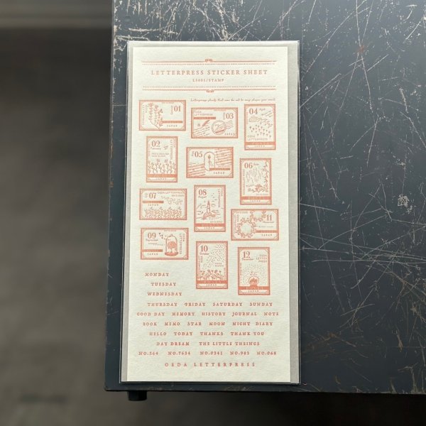 画像1: 大枝活版室 限定色 LETTERPRESS sticker sheet 『STAMP』 Botanical pink