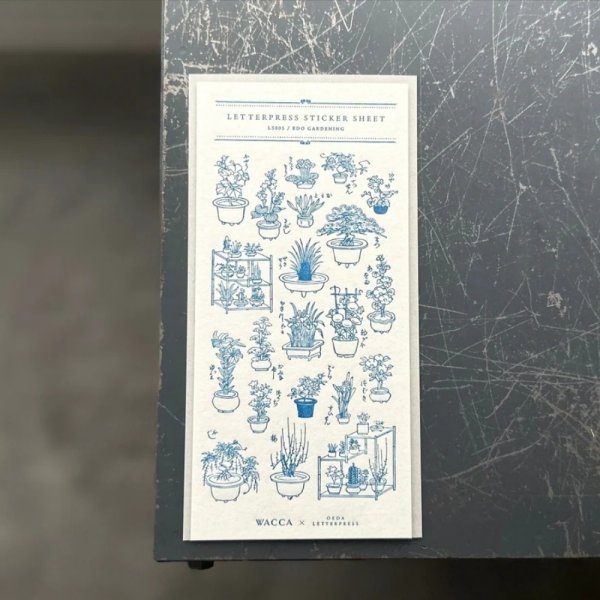 画像1: 大枝活版室 限定色 "WACCA JAPAN コラボ" LETTERPRESS sticker sheet 『EDO GARDENING』 紺碧色