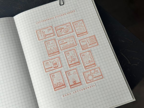 画像2: 大枝活版室 限定色 LETTERPRESS sticker sheet 『STAMP』 Botanical pink