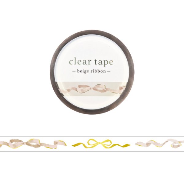 画像1: MIND WAVE クリアテープ 7mm 箔押し beige ribbon (1)