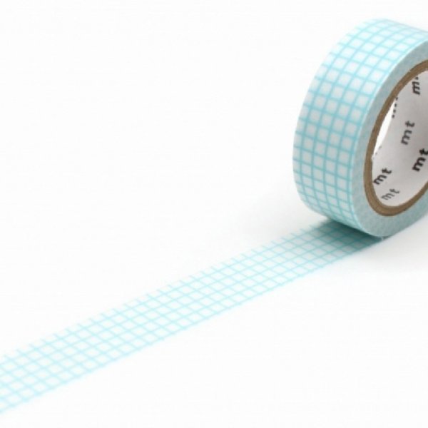 画像1: KAMOI mt deco 方眼・ミントブルー R【10%OFF】 (1)