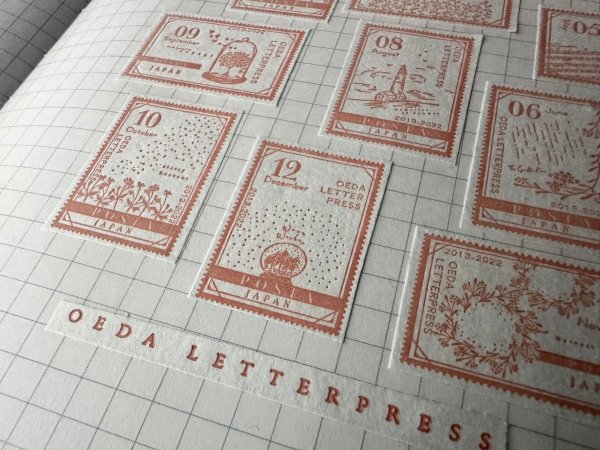 画像5: 大枝活版室 限定色 LETTERPRESS sticker sheet 『STAMP』 Botanical pink (5)