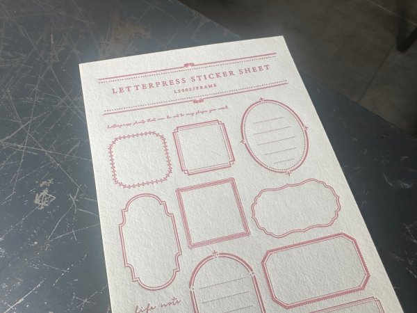 画像3: 大枝活版室 限定色 LETTERPRESS sticker sheet 『FRAME』 Rose pink (3)