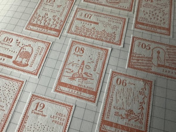 画像4: 大枝活版室 限定色 LETTERPRESS sticker sheet 『STAMP』 Botanical pink (4)