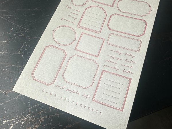 画像4: 大枝活版室 限定色 LETTERPRESS sticker sheet 『FRAME』 Rose pink (4)